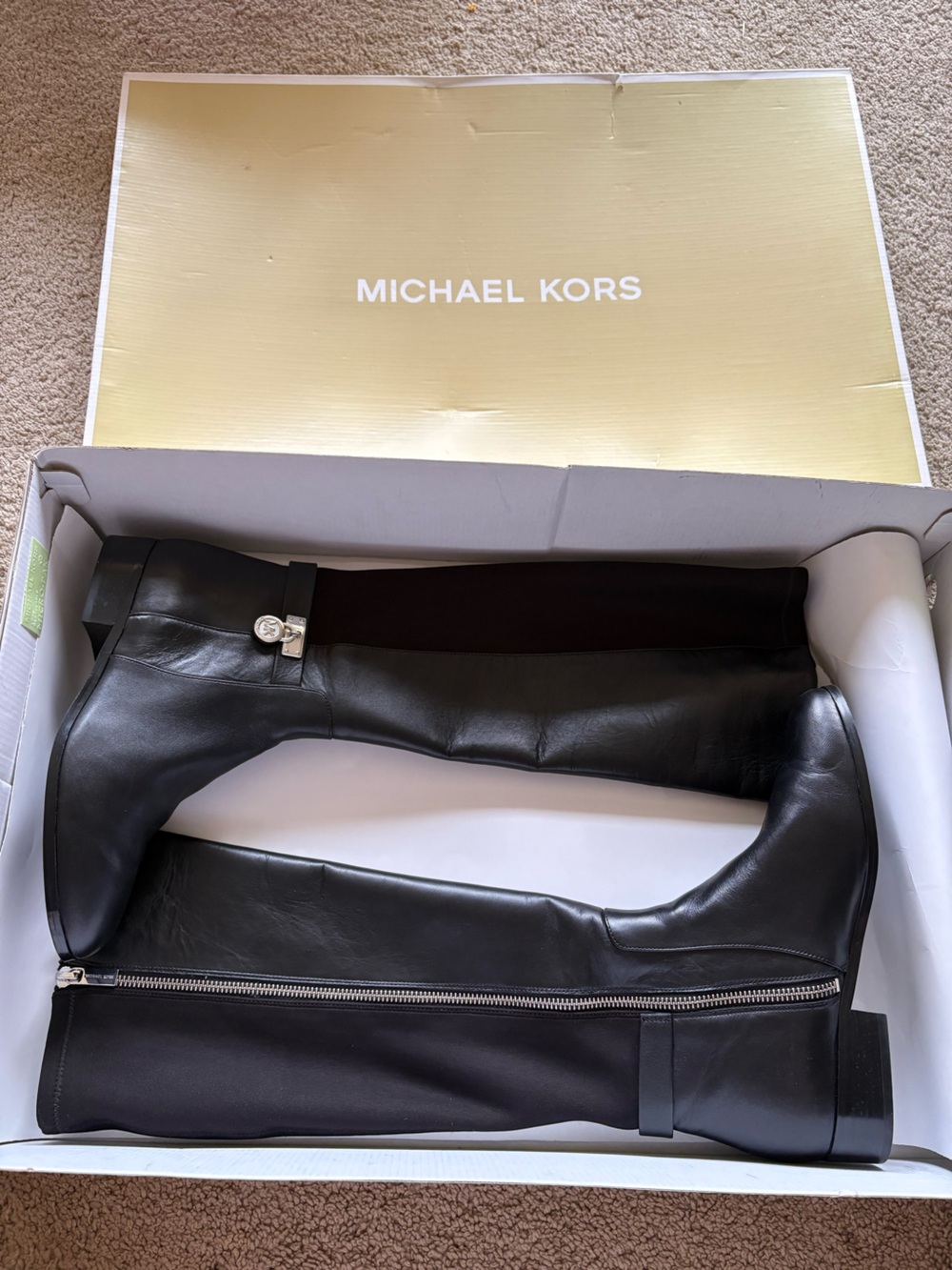 Michael Kors Black Leather Zip Boots